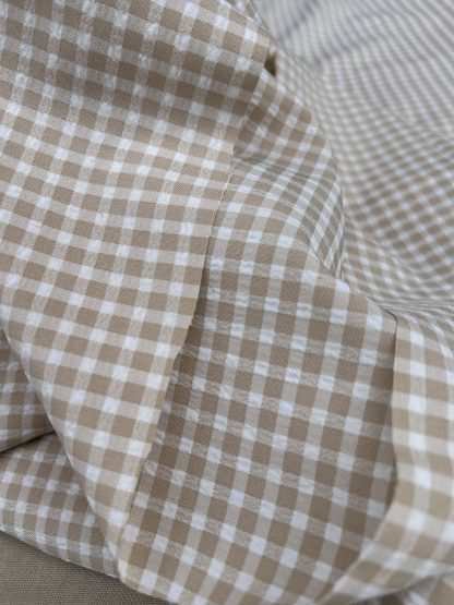 Algodón sedoso cuadros beige - Imagen 4