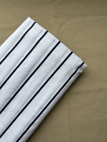Algodón blanco lineas azules - Imagen 2