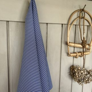 Algodón sedoso cuadros azul y blanco pequeño